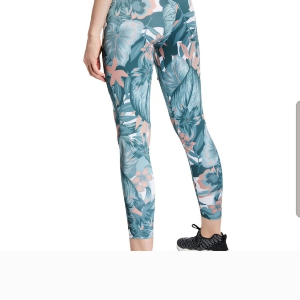 Onzie Tropical Print Leggings High Rise Midi Yoga  colors green orange w… - Picture 5 of 12